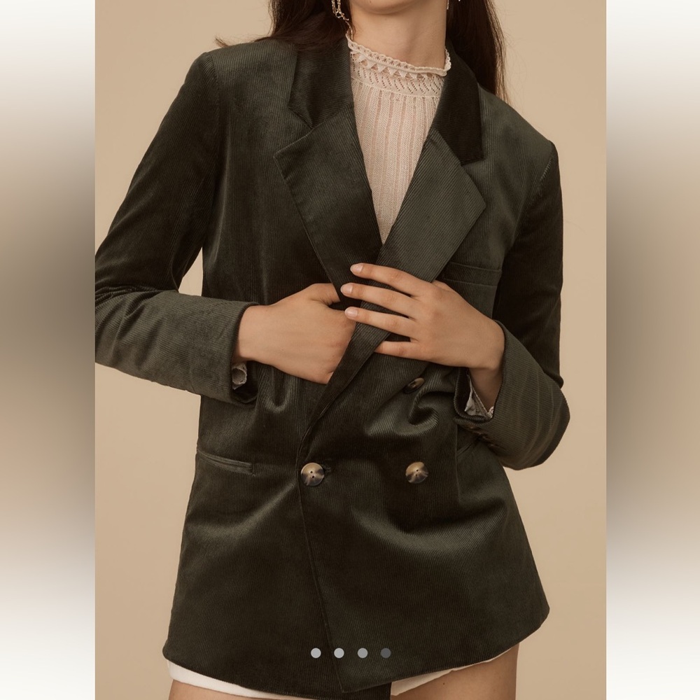NWT Anthropologie Maeve Corduroy Double-Breasted Blazer